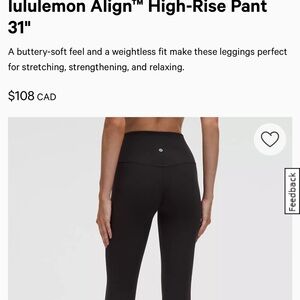 Lululemon Athletica Black Align High-Rise Pants